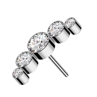 Titanium Threadless Attachment - Cubic Zirconia Half Moon Cluster 