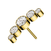 Gold Titanium Threadless Floating Belly Attachment - Cubic Zirconia Half Moon Cluster - 14 Gauge