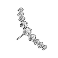 Titanium Threadless Floating Belly Attachment - Cubic Zirconia Clawset Cluster - 14 Gauge