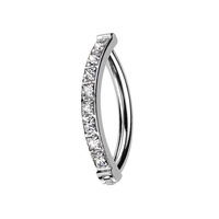 Titanium Belly 'D' Ring - Square Set Cubic Zirconia - 14 Gauge - 10mm