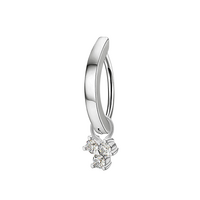 Titanium Belly 'D' Ring - Cubic Zirconia Trinity Charm - 14 Gauge - 12mm