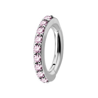 Titanium Belly Ring - Pink Premium Zirconia 14 Gauge - 8mm