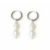 Surgical Steel Pearl Drop Hoop Earrings