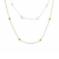 Gold Surgical Steel Layered Pearl Charm Necklace