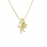 Gold Surgical Steel Ocean Charm Necklace 