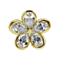14K Gold - Premium Zirconia Flower - 8mm Threadless Attachment