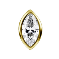 14K Gold - Marquise Shape Premium Zirconia - 6mm Threadless Attachment
