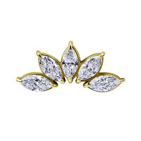 14K Gold - Premium Zirconia Lotus Crown - 12mm Threadless Attachment