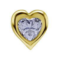 14k Gold 5mm Premium Zirconia Heart ShapeThreadless Attachment