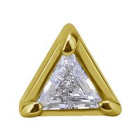 14K Gold 4mm Premium Zirconia Triangle Shape Threadless Attachment