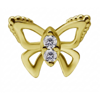 14K Gold - Butterfly Premium Zirconia - 8mm Threadless Attachment