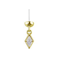 14K Gold Floating Helix Vertical Helix & Contraconch  Attachment for Threadless Labret - Diamond Shape Premium Zirconia - 8.5mm