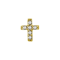 Gold Steel - Premium Zirconia - Cross - 5mm Internal Thread Labret Attachment