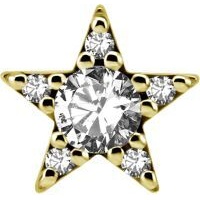 Sterilised Gold Steel - Premium Zirconia - Star - 7mm Internal Thread Labret Attachment