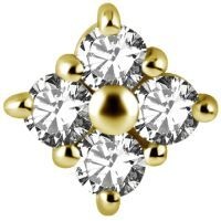 Sterilised Gold Steel - Premium Zirconia - Diamond - 6mm Internal Thread Labret Attachment