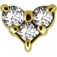 Sterilised Gold Steel - Cubic Zirconia - Heart - 5mm Internal Thread Labret Attachment