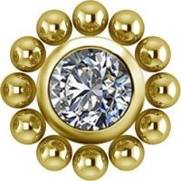 Sterilised Gold Titanium - Premium Zirconia Ball Flower Cluster - 4mm Internal Thread Labret Attachment