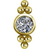 Sterilised Gold Titanium - Premium Zirconia Ball Triangle Cluster - 5mm Internal Thread Labret Attachment