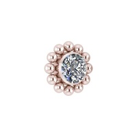 Rose Gold Titanium - Premium Zirconia Ball Flower Cluster - 4mm Internal Thread Labret Attachment