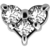 Sterilised Surgical Steel - Premium Zirconia - Heart - 5mm Internal Thread Labret Attachment