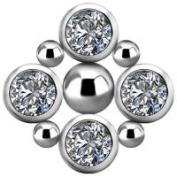 Titanium - Premium Crystal - Bezel Cluster Design - Internal Thread Labret Attachment