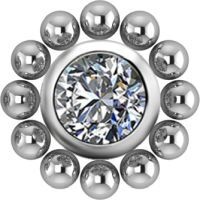 Sterilised Titanium - Premium Zirconia - Sun Design - 4mm Internal Thread Labret Attachment