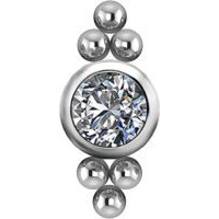 Sterilised Titanium - Premium Zirconia - Ball Triangle Cluster - 5mm Internal Thread Labret Attachment