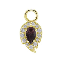 Gold Titanium Premium Zirconia Leaf Charm 