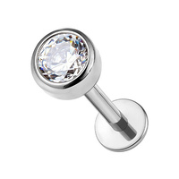 Titanium 3mm Premium Zirconia  - Threadless 18G - 7mm Flatback Stud