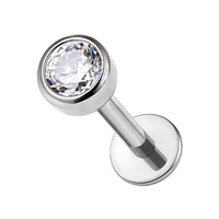 Titanium 2.5mm Premium Zirconia  - Threadless 18G - 7mm Flatback Stud