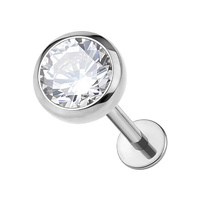 Titanium 4mm Premium Zirconia  - Threadless 18G - 7mm Flatback Stud