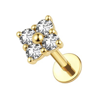 Gold Titanium 6mm Premium Zirconia Diamond - Threadless 18G - 7mm Post