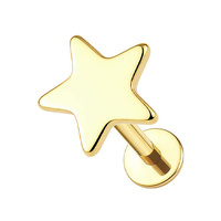 Gold Titanium 5mm Star - Threadless 18G - 7mm Flatback Stud