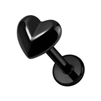 Black Titanium Faceted Heart - Threadless 18G - 7mm Post