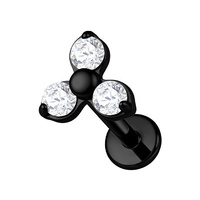 Black Titanium 3.5mm Prem Zirconia Trinity - Threadless 18G - 7mm Post