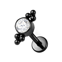 Black Titanium 3mm Premium Zirconia Ball Triangle Cluster - Threadless 18G - 7mm Post