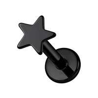 Black Titanium 3mm Star - Threadless 18G - 7mm Post
