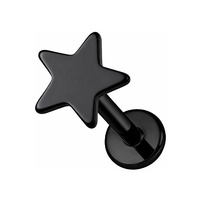 Black Titanium 4mm Star - Threadless 18G - 7mm Post