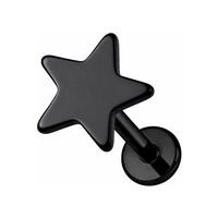 Black Titanium 5mm Star - Threadless 18G - 7mm Post