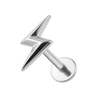 Titanium 5mm Lightning Bolt - Threadless 18G - 7mm Flatback Stud