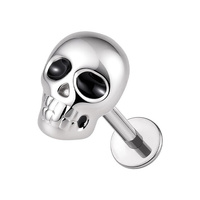 Titanium 6.5mm Skull - Threadless 18G - 7mm Flatback Stud
