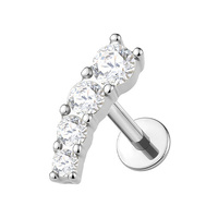 Titanium 8mm Premium Zirconia Ear Piece Left Ear - Threadless 18G - 7mm Flatback Stud