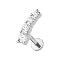 Titanium 8mm Premium Zirconia Ear Piece Right Ear - Threadless 18G - 7mm Flatback Stud