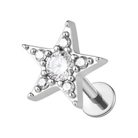 Titanium 7mm Premium Zirconia Star - Threadless 18G - 7mm Flatback Stud