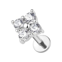 Titanium 6mm Premium Zirconia Square - Threadless 18G - 7mm Flatback Stud