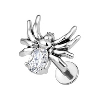 Titanium 6.5mm Premium Zirconia Spider - Threadless 18G - 7mm Flatback Stud