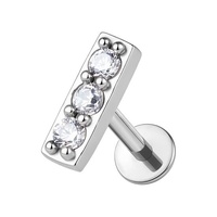 Titanium 5.5mm Premium Zirconia Rectangle - Threadless 18G - 7mm Flatback Stud