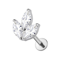 Titanium Premium Zirconia Marquise Cluster - Threadless 18G - 7mm Flatback Stud