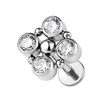 Titanium Premium Crystal Bezel Cluster Design - Threadless 18G - 7mm Flatback Stud