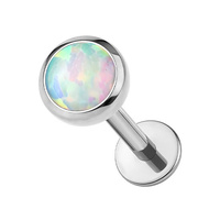 Titanium Lab Created 3mm White Opal - Threadless 18G - 7mm Flatback Stud